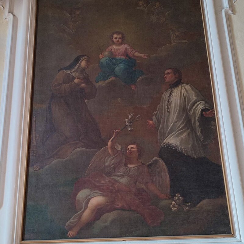 Gesù Bambino Rex Mundi tra i SS. Luigi Gonzaga e Caterina da Bologna