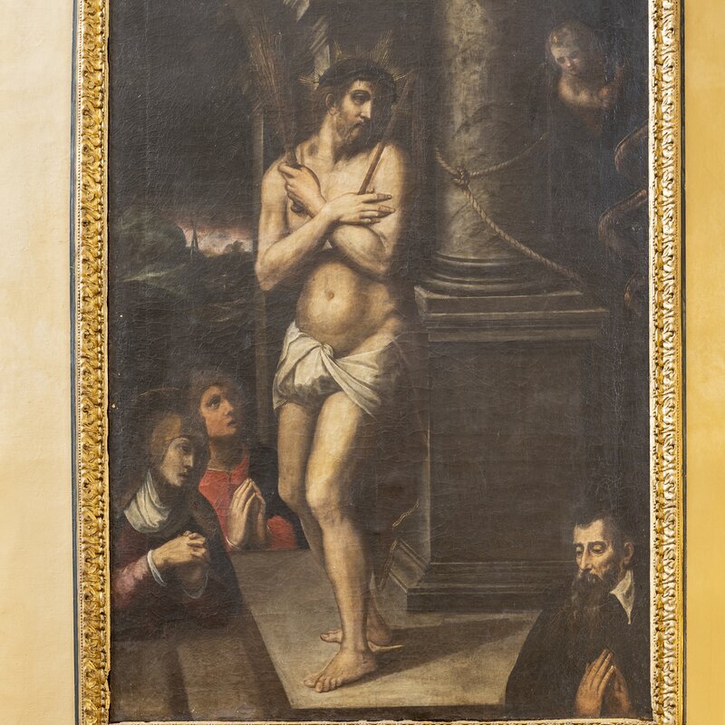 Cristo alla colonna con la Vergine, San Giovanni Evangelista e la committenza